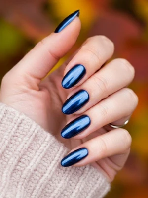 Dark Blue Chrome Nails