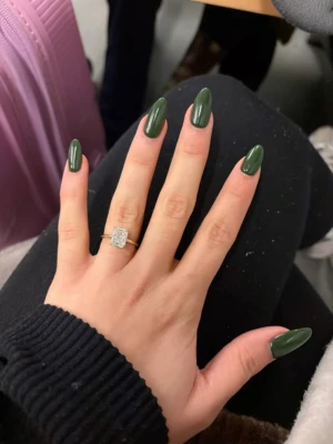 Deep Olive Green Nails