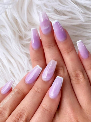 Lilac & White nails