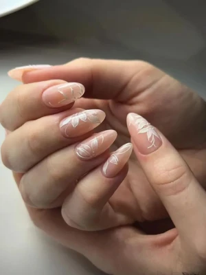 Nude Nails with Floral Accents