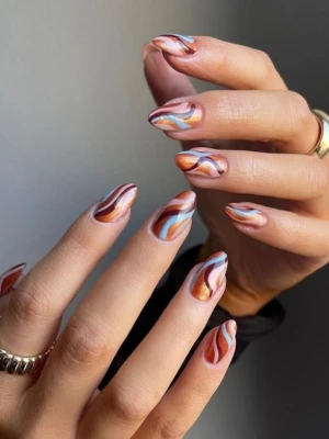 Abstract Mixed Finish Autumn Nails