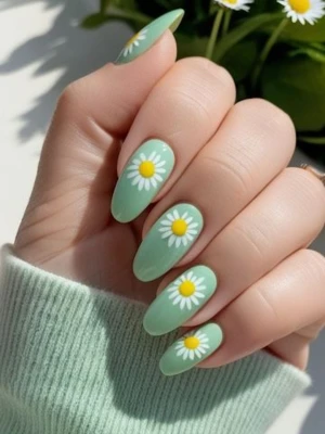 Autumn Daisy Nails