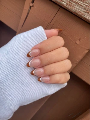 Brown and White French Mani