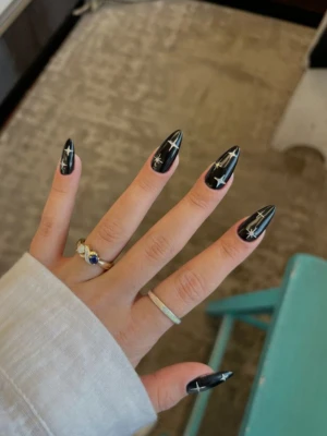 Celestial Black Chrome Night Nail