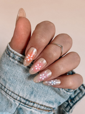 Chrome Daisy Nails
