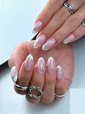 Chrome Lines Nails