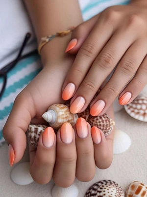 Coral Glow Nail