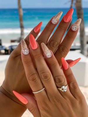 Cute Coral Nails