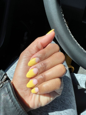 Daisy Yellow Half-Moon Nails