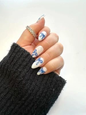 Denim Bow Nails