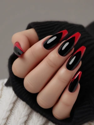 Fiery Tips Black Chrome Nail