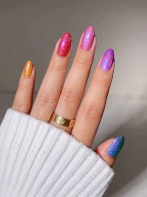 Glitter Gradient Pride Nails