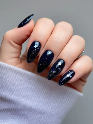 Midnight Starburst Nails