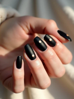  Modern Dot Black Chrome Nail