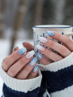 Neutral Snowflake Nails