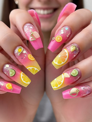 Pink Lemonade Nails