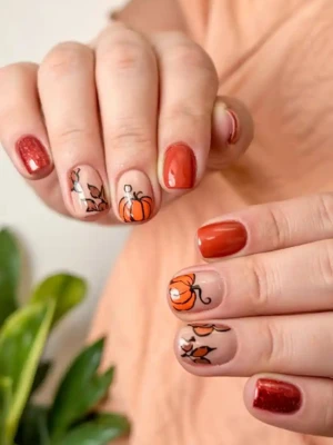 Pumpkin Jelly Confetti Nails