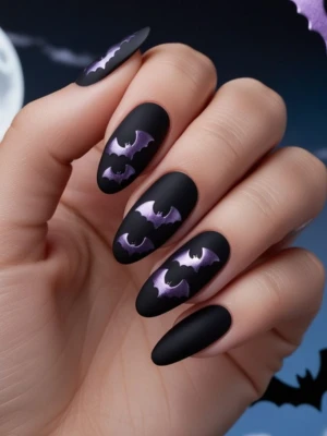 Purple Aura Bat Nails
