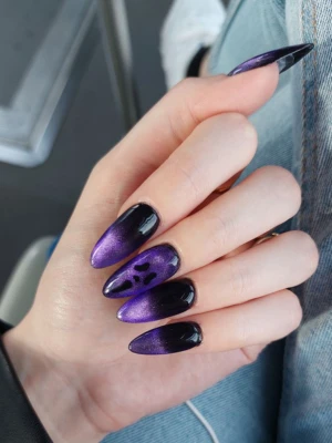 Purple Galaxy Cat-Eye Nails