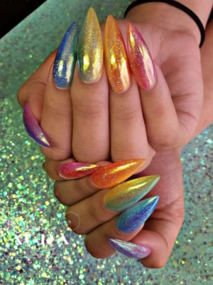 Rainbow Heart Nails