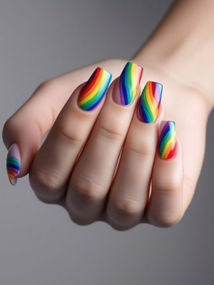 Rainbow Stripe Nails