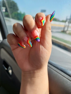 Rainbow Wave Nails
