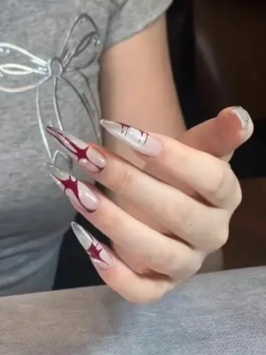 Red and White Witchy Nails