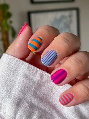 Stripes and Borders Mismatched Nails