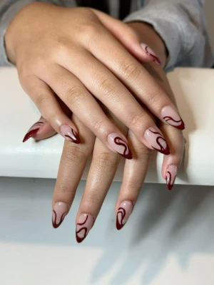 Swirly French Nails