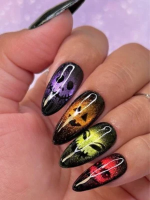 Velvet Halloween Skittle Nails
