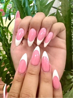 White & Pink Nails