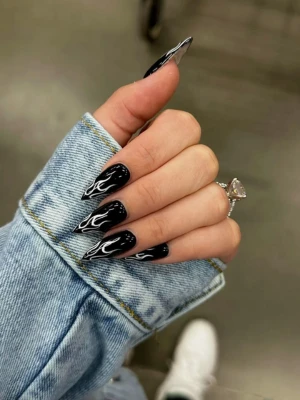 Wicked Chrome Flame Nails