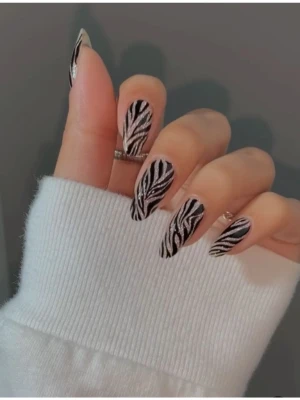 Zebra Contrast Black Chrome Nail