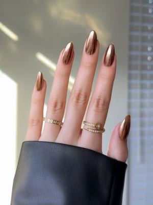 Brown & Moscow Mule Chrome Nail