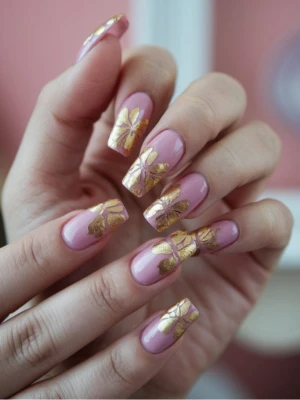 Pink & Gold Nail