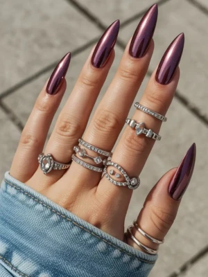 Purple, Plum & Mauve Chrome Nail