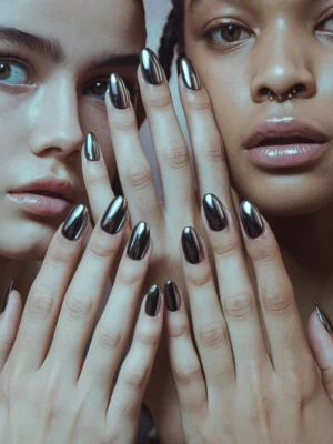 Quick DIY Dark Chrome Nail