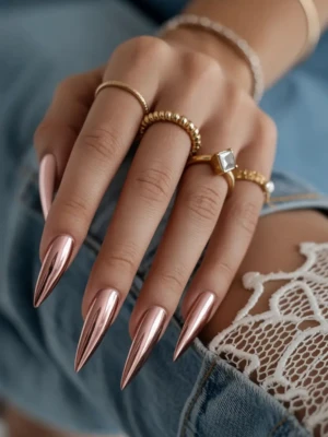 Rose Gold Chrome Nail