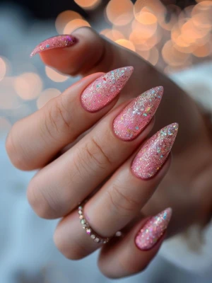 Shimmering Pink Gradient Nail