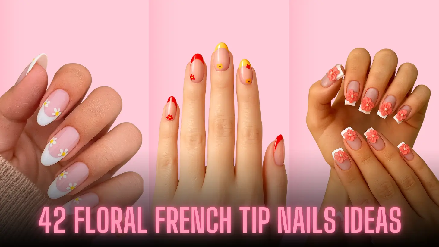 42 Floral French Tip Nails Ideas