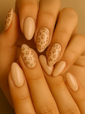 Cozy Nude Leopard Art Nail