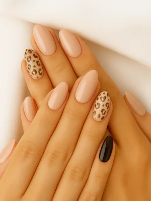 Creamy Nude Mini Leopard Nail