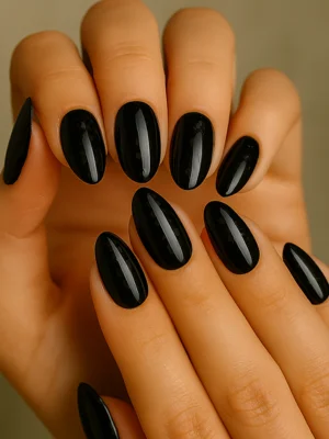 Glossy Black Subtle Leopard Nail