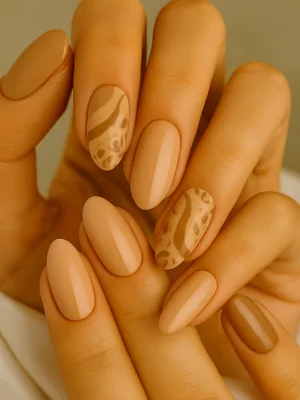 Light Coffee Leopard Swirl Nail