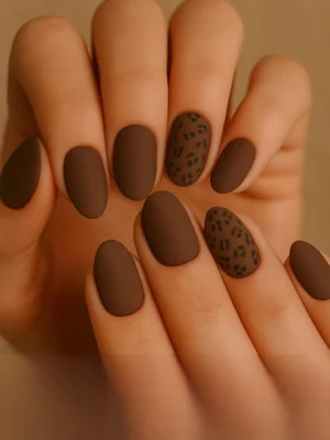 Matte Brown Leopard Spot Nail