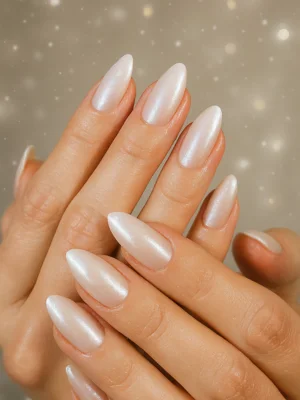 Pearl Almond Christmas Nails