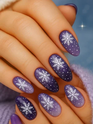 Purple & Silver Nails