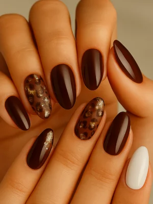 Rich Brown Gold Leopard Nail