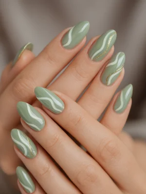 Sage Green & Gold NAIL