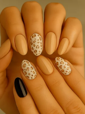 Warm Sand Leopard Design Nail
